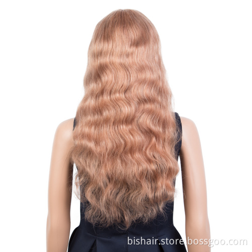 Wholesale Body Wave Wigs With Bangs Blonde Pink Colored Brazilian Human Hair Wigs For Black Women With Bangs Full Machine Wigs
